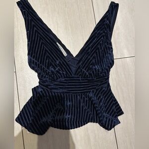 Urban outfitters blue velvet peplum top